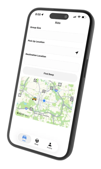 iPhone Mockup of the Beep App